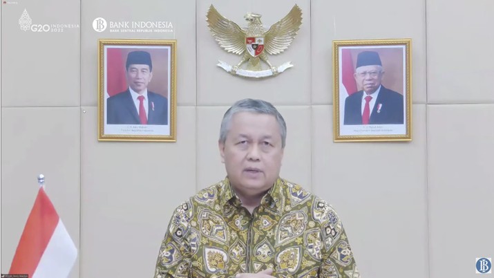 Gubernur Bank Indonesia Perry Warjiyo Memberikan Keterangan Pers Mengenai Pengumuman Hasil Rapat Dewan Gubernur Bulanan Bulan Mei 2022. (Tangkapan Layar Youtube Bank Indonesia)