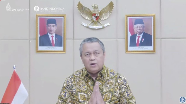 Gubernur Bank Indonesia Perry Warjiyo Memberikan Keterangan Pers Mengenai Pengumuman Hasil Rapat Dewan Gubernur Bulanan Bulan Mei 2022. (Tangkapan Layar Youtube Bank Indonesia)