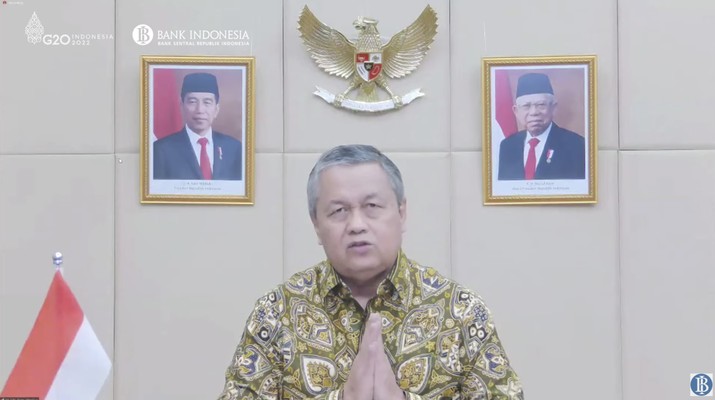 Rapat Dewan Gubernur Bulanan Bulan Mei 2022 Gubernur Bank Indonesia Perry Warjiyo Memberikan Keterangan Pers Mengenai Pengumuman Hasil Rapat Dewan Gubernur Bulanan Bulan Mei 2022. (Tangkapan Layar Youtube Bank Indonesia)