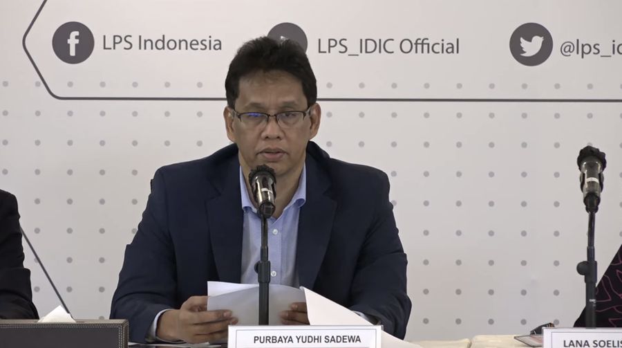 Ketua Dewan Komisioner Lembaga penjamin Simpanan (LPS) Purbaya Yudhi Sadewa saat Konfrensi Pers Tingkat Bunga Penjaminan LPS (Tangklapan Layar Youtube LPS_IDIC Official)