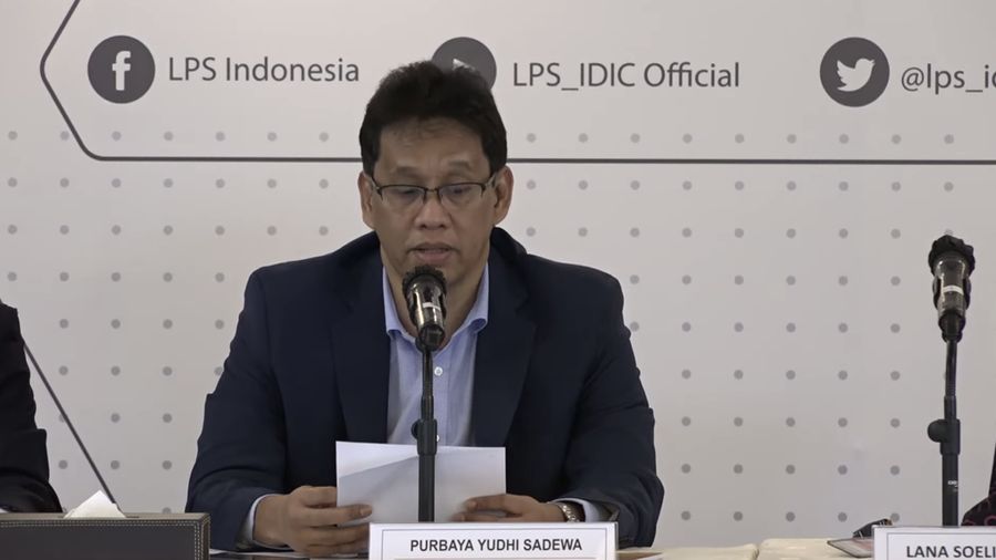 Ketua Dewan Komisioner Lembaga penjamin Simpanan (LPS) Purbaya Yudhi Sadewa saat Konfrensi Pers Tingkat Bunga Penjaminan LPS (Tangklapan Layar Youtube LPS_IDIC Official)