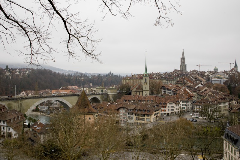 1091264588 BERN, SWITZERLAND - JANUARY 01 : Panoramic view of The old town the medieval city center of Bern and the Aare River on January 01, 2019 in Bern, Switzerland. The old town is the medieval city center of Bern. Bern is the capital city of Switzerland, is built around the Aare River. Its origins back to the 12th century, with medieval architecture preserved in the Old Town. It is a UNESCO Cultural World Heritage Site since 1983 due to the compact and generally intact medieval core. (Photo by Athanasios Gioumpasis/Getty Images)