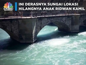 Begini Derasnya Sungai Lokasi Hilangnya Anak Ridwan Kamil