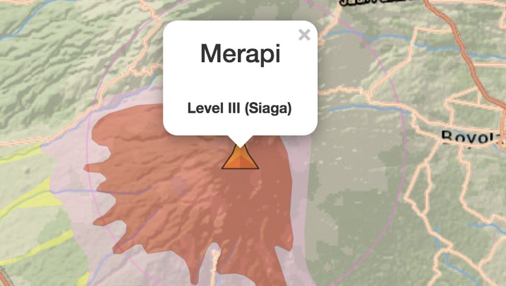 Peta Gunung merapi (Tangkapan layar MAGMA Indonesia)
