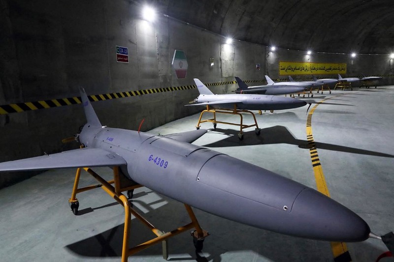 This handout picture provided by the Iranian Army on May 28, 2022, shows an underground drone base, in an unknown location in Iran. - Iranian state television on May 28 broadcast footage of an air force base for drones under the Zagros mountain range in the west of the country. The exact location of the base was not revealed, although the TV reporter said he travelled on a helicopter for nearly 40 minutes from the city of Kermanshah to reach it. (Photo by Iranian Army office / AFP) / RESTRICTED TO EDITORIAL USE - MANDATORY CREDIT 
