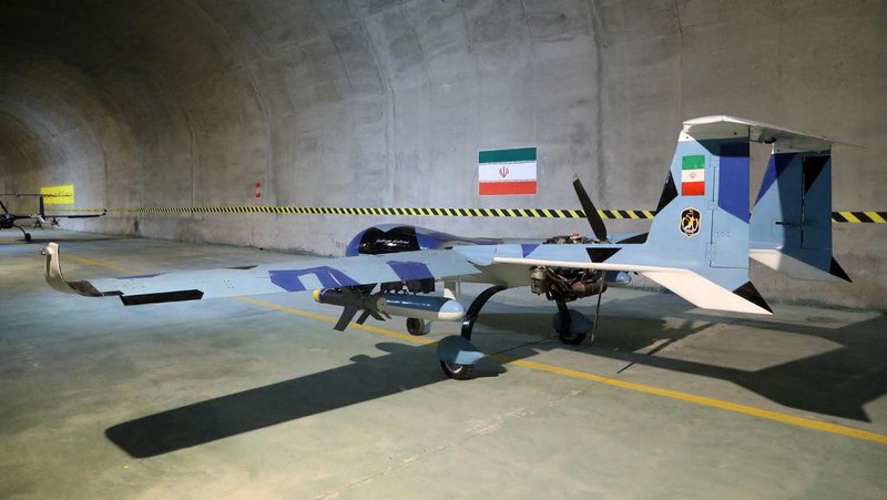 This handout picture provided by the Iranian Army on May 28, 2022, shows an underground drone base, in an unknown location in Iran. - Iranian state television on May 28 broadcast footage of an air force base for drones under the Zagros mountain range in the west of the country. The exact location of the base was not revealed, although the TV reporter said he travelled on a helicopter for nearly 40 minutes from the city of Kermanshah to reach it. (Photo by Iranian Army office / AFP) / RESTRICTED TO EDITORIAL USE - MANDATORY CREDIT 