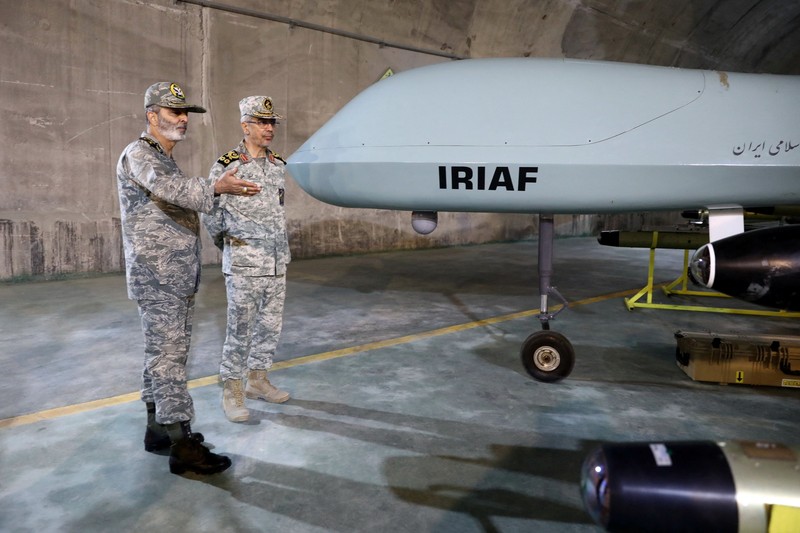 IRAN-ARMY-WEAPONS This handout picture provided by the Iranian Army on May 28, 2022, shows an underground drone base, in an unknown location in Iran. - Iranian state television on May 28 broadcast footage of an air force base for drones under the Zagros mountain range in the west of the country. The exact location of the base was not revealed, although the TV reporter said he travelled on a helicopter for nearly 40 minutes from the city of Kermanshah to reach it. (Photo by Iranian Army office / AFP) / RESTRICTED TO EDITORIAL USE - MANDATORY CREDIT