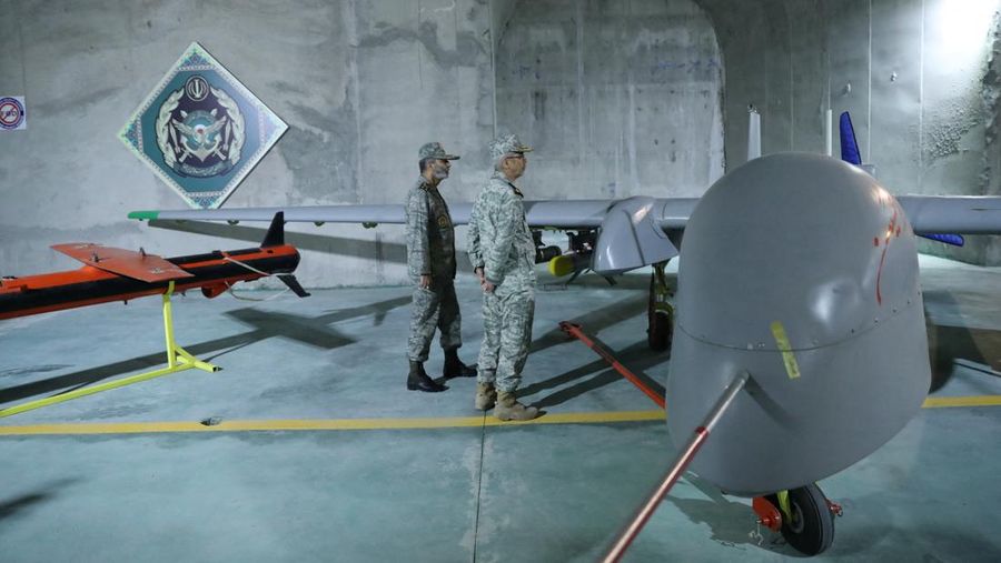 This handout picture provided by the Iranian Army on May 28, 2022, shows an underground drone base, in an unknown location in Iran. - Iranian state television on May 28 broadcast footage of an air force base for drones under the Zagros mountain range in the west of the country. The exact location of the base was not revealed, although the TV reporter said he travelled on a helicopter for nearly 40 minutes from the city of Kermanshah to reach it. (Photo by Iranian Army office / AFP) / RESTRICTED TO EDITORIAL USE - MANDATORY CREDIT 