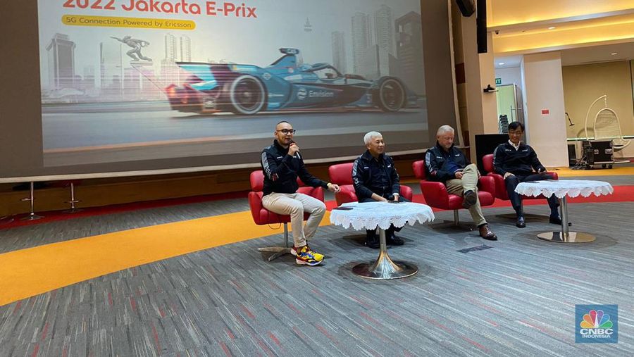 Konferensi Pers Indosat Ooredoo Hutchison sebagai Official Partner 5G of 2022 Jakarta E-Prix, Jakarta, Selasa (31/5/2022)