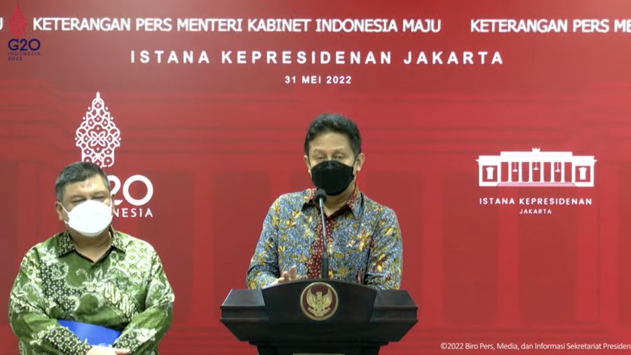 Menteri Kesehatan Budi Gunadi Sadikin Saat Konferensi Pers Menteri terkait Ratas Laporan Vaksin Kedaluwarsa, Kantor Presiden, 31 Mei 2022
