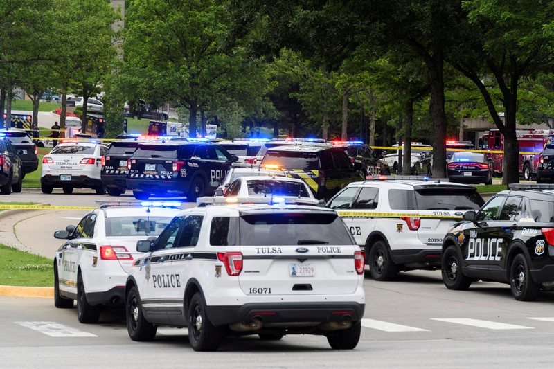 Tulsa Medical Building Shooting Emergency personnel respond to a shooting at the Natalie Medical Building Wednesday, June 1, 2022. in Tulsa, Okla. Multiple people were shot at a Tulsa medical building on a hospital campus Wednesday. (Ian Maule/Tulsa World via AP)