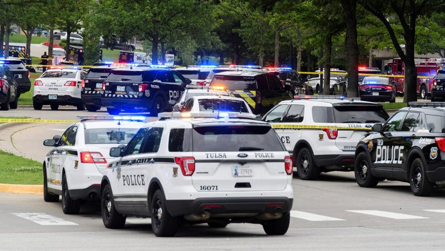 Emergency personnel respond to a shooting at the Natalie Medical Building Wednesday, June 1, 2022. in Tulsa, Okla. Multiple people were shot at a Tulsa medical building on a hospital campus Wednesday. (Ian Maule/Tulsa World via AP)