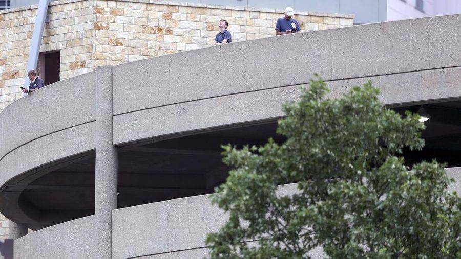 Emergency personnel respond to a shooting at the Natalie Medical Building Wednesday, June 1, 2022. in Tulsa, Okla. Multiple people were shot at a Tulsa medical building on a hospital campus Wednesday. (Ian Maule/Tulsa World via AP)