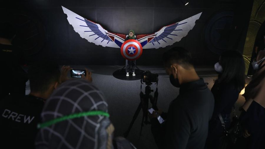 Kostum Superhero Marvel di Jakarta (CNBC Indonesia/Tri Susilo)