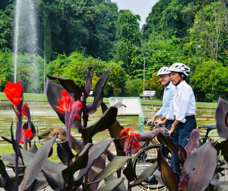 Presiden Joko Widodo bersama Perdana Menteri Anthony Albanese bersepeda bersama dari Istana Kepresidenan Bogor ke Kebun Raya Bogor, Senin, 6 Juni 2022. (Dok: Biro Pers Sekretariat Presiden) Presiden Joko Widodo bersama Perdana Menteri Anthony Albanese bersepeda bersama dari Istana Kepresidenan Bogor ke Kebun Raya Bogor, Senin, 6 Juni 2022. (Dok: Biro Pers Sekretariat Presiden)