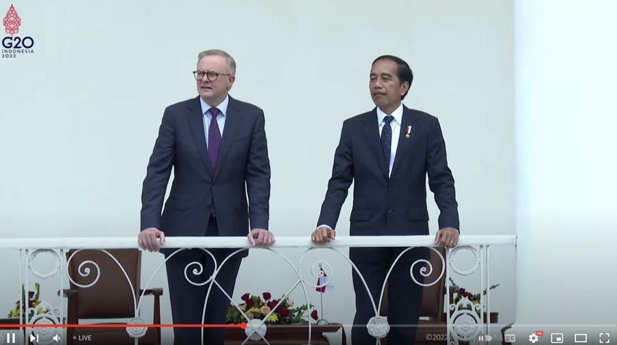 Upacara Penyambutan Resmi Perdana Menteri Australia, Istana Bogor, 6 Juni 2022. (Tangkapan lauyar Youtube)