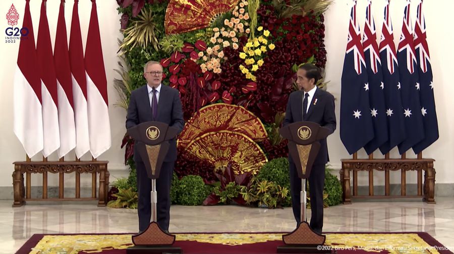 Upacara Penyambutan Resmi Perdana Menteri Australia, Istana Bogor, 6 Juni 2022. (Tangkapan lauyar Youtube)