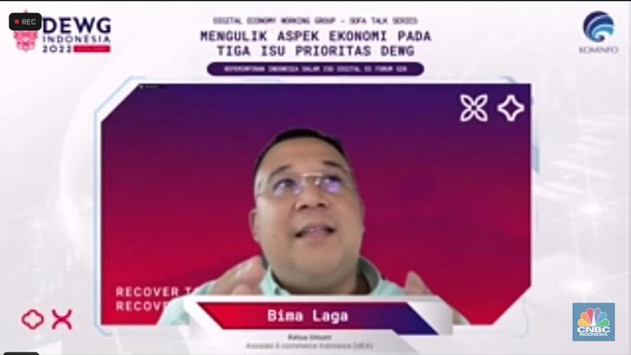 Ketua Idea, Bima Laga dalam Digital Economy Working Group (DEWG) G20 Sofa Talks Series, Jumat (10/6/2022).