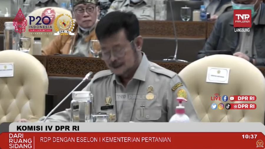 Komisi IV DPR RI Rapat Kerja dengan Menteri Pertanian (Tangkapan Layar Youtube DPR RI)