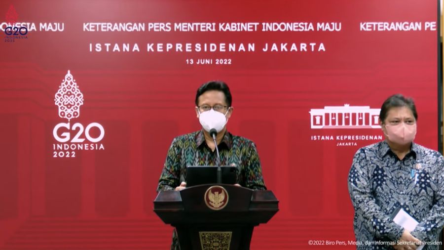 Menteri Kesehatan (Menkes), Budi Gunadi Sadikin dalam konfrensi Pers Terkait Rapat Terbatas Evaluasi PPKM, Kantor Presiden, 13 Juni 2022  (Tangkapan Layar Youtube Sekretariat Presiden)