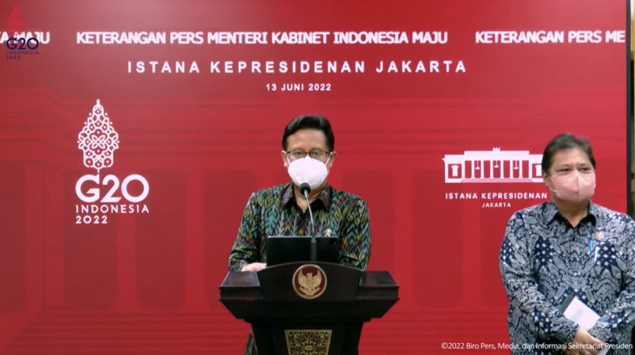 Menteri Kesehatan (Menkes), Budi Gunadi Sadikin dalam konfrensi Pers Terkait Rapat Terbatas Evaluasi PPKM, Kantor Presiden, 13 Juni 2022  (Tangkapan Layar Youtube Sekretariat Presiden)