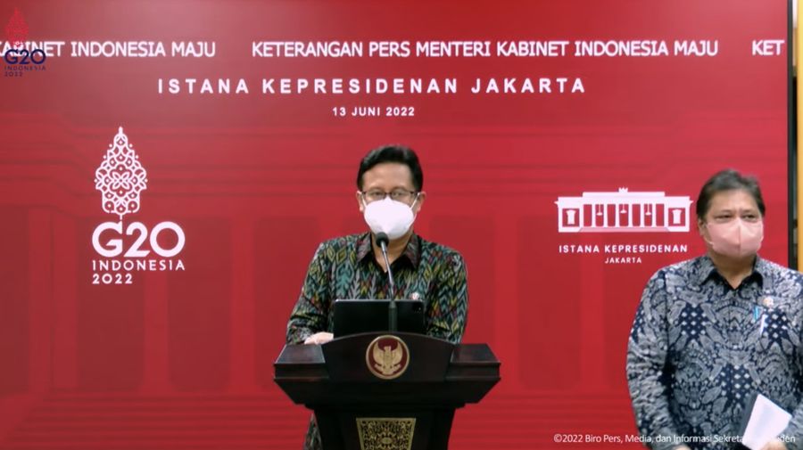 Menteri Kesehatan (Menkes), Budi Gunadi Sadikin dalam konfrensi Pers Terkait Rapat Terbatas Evaluasi PPKM, Kantor Presiden, 13 Juni 2022  (Tangkapan Layar Youtube Sekretariat Presiden)
