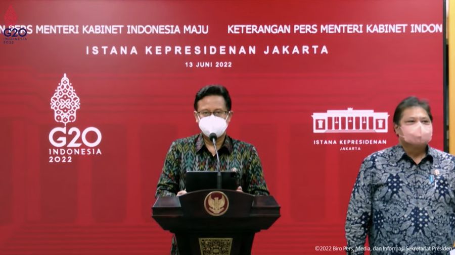 Menteri Kesehatan (Menkes), Budi Gunadi Sadikin dalam konfrensi Pers Terkait Rapat Terbatas Evaluasi PPKM, Kantor Presiden, 13 Juni 2022  (Tangkapan Layar Youtube Sekretariat Presiden)