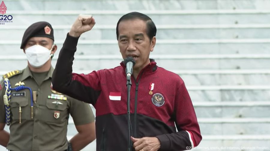 Presiden Joko Widodo Menerima Tim 31st Sea Games Vietnam 2021 Tahun 2022 di Istana Merdeka (Tangkapan Layar Youtube Sekretariat Presiden)