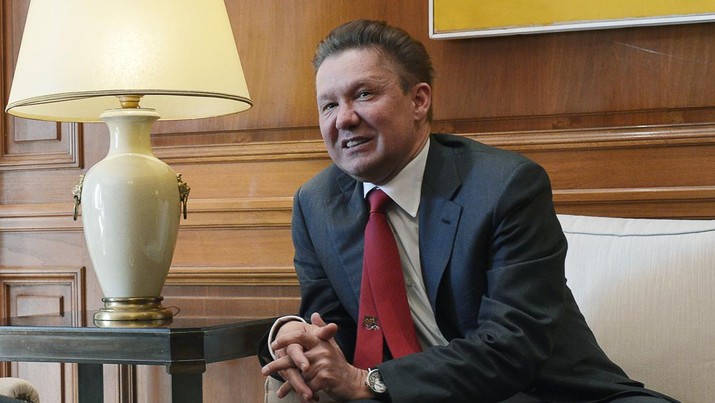 CEO Gazprom, Alexei Miller CEO of Russian gas giant Gazprom, Alexei Miller speaks during his meeting with the Greek Prime minister in Athens on April 21, 2015. Miller arrived in Athens to discuss energy issues, after reports that the two parties are set to sign a pipeline deal in which Russia would make billions in an advance payment to cash-strapped Greece. AFP PHOTO / LOUISA GOULIAMKI (Photo credit should read LOUISA GOULIAMAKI/AFP via Getty Images)