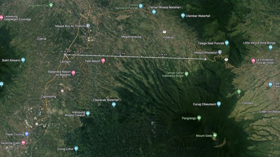 Rencana pembangunan jalan Tol Caringin - Cianjur (Tangkapan layar Google Map)