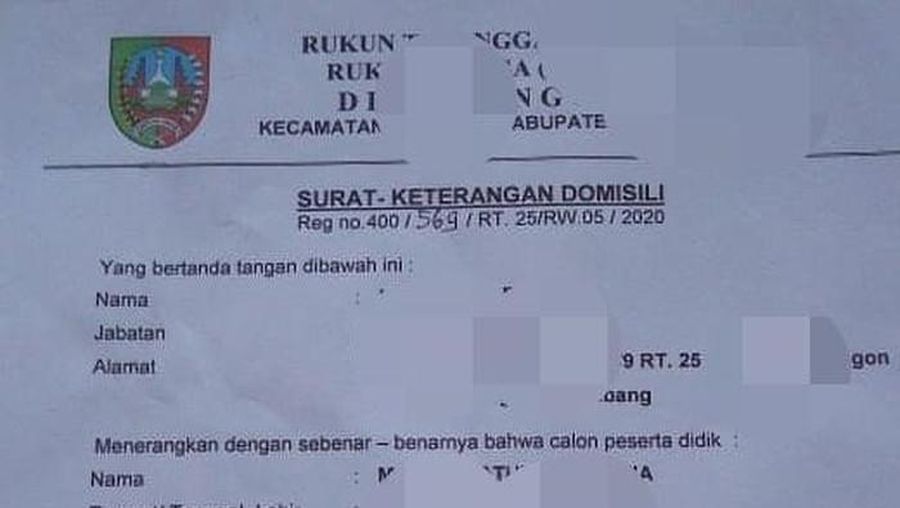 Surat Keterangan Domisili. (Ist via detikcom)