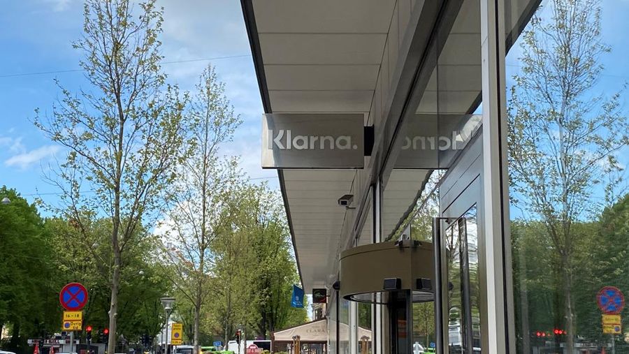 A sign is pictured at the entrance of Klarna's headquarters in Stockholm, Sweden on May 25, 2022. REUTERS/Supantha Mukherjee
