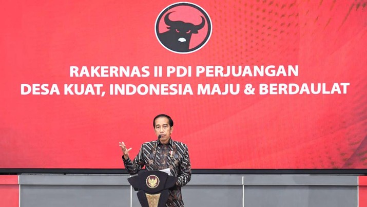 Presiden RI Jokowi di Rakernas II PDI Perjuangan Desa Kuat, Indonesia Maju dan Berdaulat - 21 Juni 2022. (Foto: Kris - Biro Pers Sekretariat Presiden)