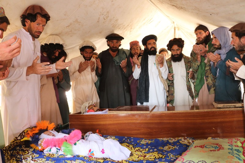 1241459944 KHOST, AFGHANISTAN - JUNE 22: A view of debris after a magnitude 7.0 earthquake shook Afghanistan at noon and killed at least 29 people, and injured 62 others in the Spera district of Khost province near Paktika province, Afghanistan on June 22, 2022.. The district chief, Sultan Mahmood Ghaznavi, said the quake had destroyed about 500 houses in different parts of the district, adding that they were trying to assist the affected families in Khost. (Photo by Sardar Shafaq/Anadolu Agency via Getty Images)