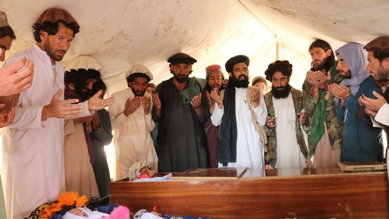 KHOST, AFGHANISTAN - JUNE 22: A view of debris after a magnitude 7.0 earthquake shook Afghanistan at noon and killed at least 29 people, and injured 62 others in the Spera district of Khost province near Paktika province, Afghanistan on June 22, 2022.. The district chief, Sultan Mahmood Ghaznavi, said the quake had destroyed about 500 houses in different parts of the district, adding that they were trying to assist the affected families in Khost. (Photo by Sardar Shafaq/Anadolu Agency via Getty Images)