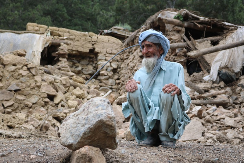 KHOST, AFGHANISTAN - JUNE 22: A view of debris after a magnitude 7.0 earthquake shook Afghanistan at noon and killed at least 29 people, and injured 62 others in the Spera district of Khost province near Paktika province, Afghanistan on June 22, 2022.. The district chief, Sultan Mahmood Ghaznavi, said the quake had destroyed about 500 houses in different parts of the district, adding that they were trying to assist the affected families in Khost. (Photo by Sardar Shafaq/Anadolu Agency via Getty Images)