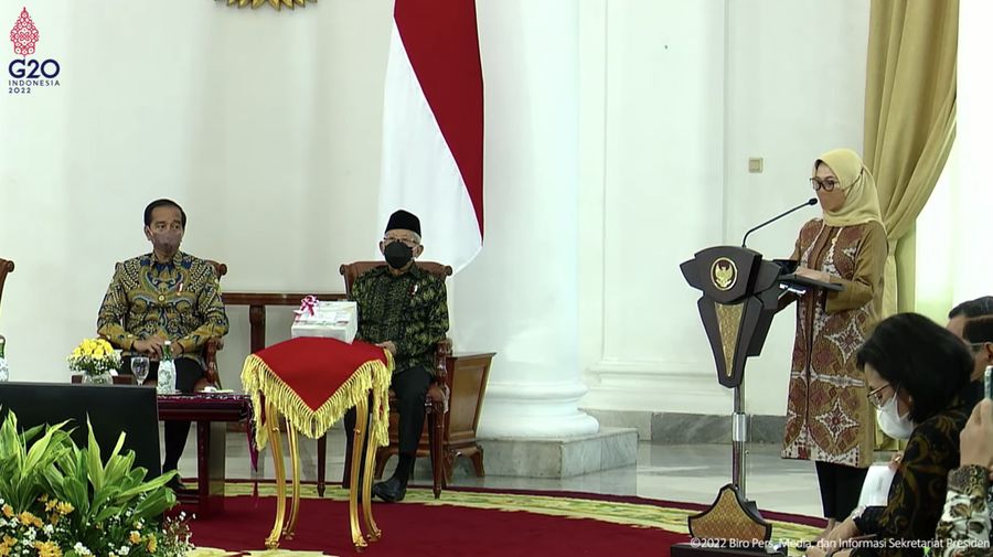 Jokowi di acara Penyampaian LHP LKPP Tahun 2021, Istana Kepresidenan Bogor, 23 Juni 2022