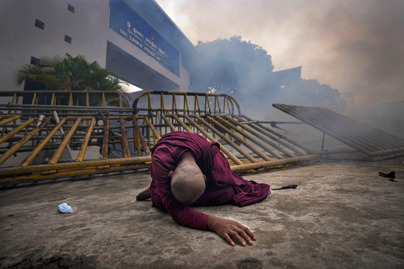 Lebanon Sri Lanka Collapse FILE- This photo shows a general view of the scene of an explosion that hit the seaport of Beirut, Lebanon, Wednesday, Aug. 5, 2020. On Aug. 4, 2020, a catastrophic explosion struck Beirut's port, killing at least 216 people and wrecking large parts of the city. The blast, widely considered one of the largest non-nuclear explosions in history, was caused by the detonation of hundreds of tons of ammonium nitrate that was stored in a warehouse for years. (AP Photo/Bilal Hussein, File)