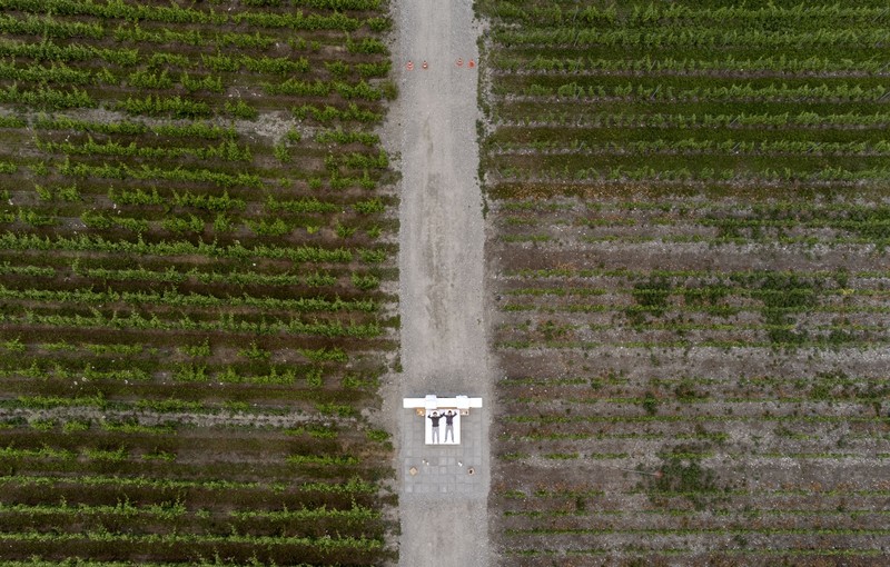 The Vineyard suite of the Null-Stern-Hotel (Zero-Star-Hotel), offering guests a choice between four open-air rooms in reaction to the world current state after the pandemic, by Swiss artists Frank and Patrik Riklin is pictured in Saillon, Switzerland June 15, 2022. Picture taken June 15, 2022. REUTERS/Denis Balibouse