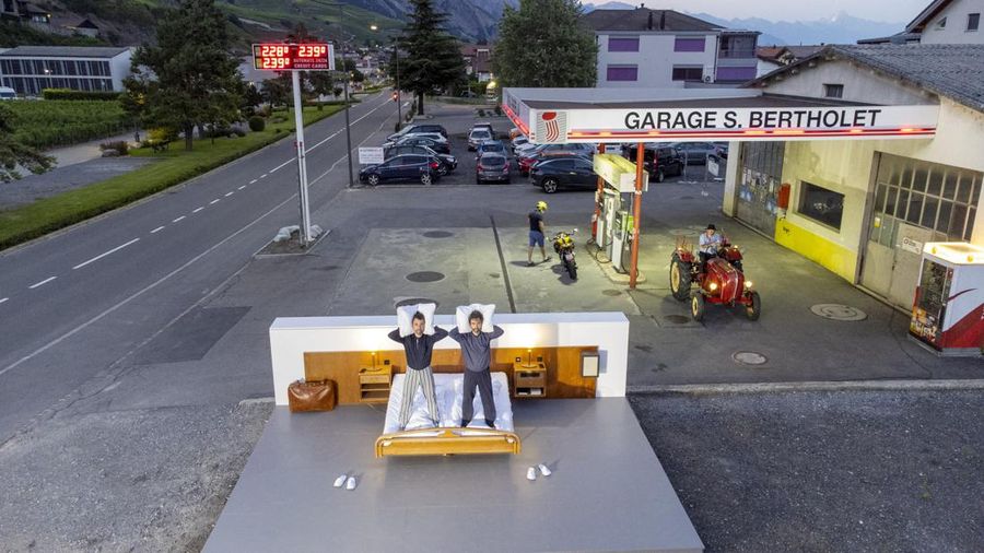 The Vineyard suite of the Null-Stern-Hotel (Zero-Star-Hotel), offering guests a choice between four open-air rooms in reaction to the world current state after the pandemic, by Swiss artists Frank and Patrik Riklin is pictured in Saillon, Switzerland June 15, 2022. Picture taken June 15, 2022. REUTERS/Denis Balibouse