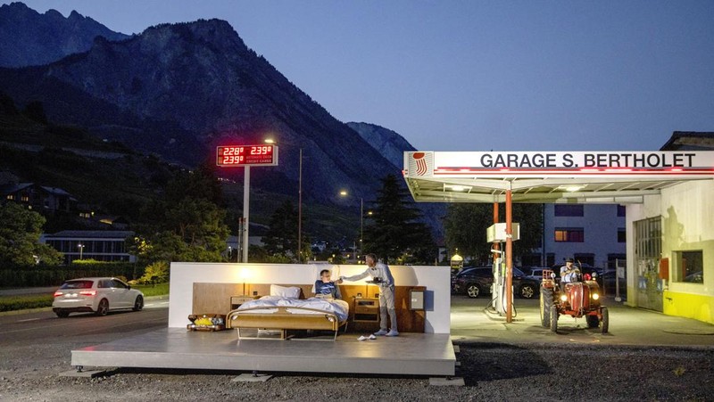 The Vineyard suite of the Null-Stern-Hotel (Zero-Star-Hotel), offering guests a choice between four open-air rooms in reaction to the world current state after the pandemic, by Swiss artists Frank and Patrik Riklin is pictured in Saillon, Switzerland June 15, 2022. Picture taken June 15, 2022. REUTERS/Denis Balibouse