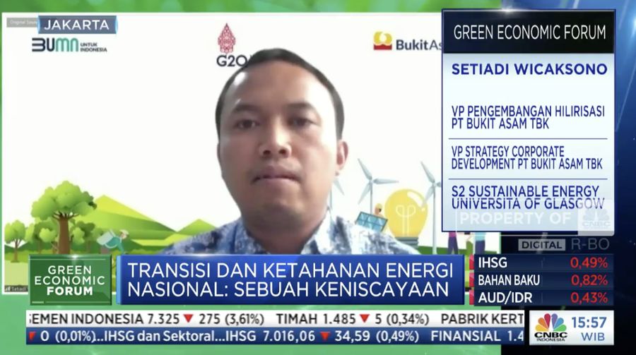 VP Pengembangan Hilirisasi PT Bukit Asam Tbk (PTBA) Setiadi Wicaksono (Tangkapan layar CNBC Indonesia TV)