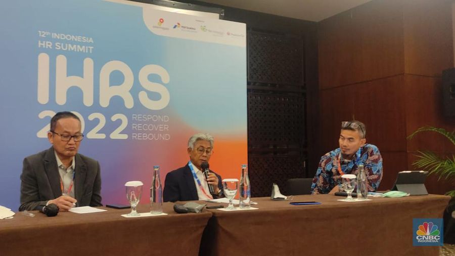 Konfrensi Pers Indonesia HR Summit 2022 (IHRS) di Bali, Selasa (28/6/2022). (CNBC Indonesia/ Verda Nano Setiawan)