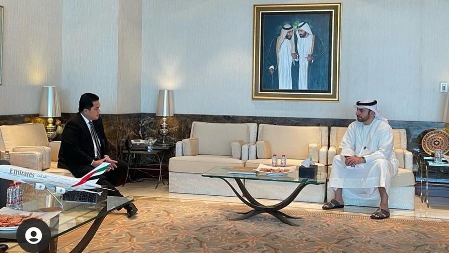Erick Thohir ketemu Chairman dan CEO Emirates Sheikh Ahmed bin Saeed Al Maktoum