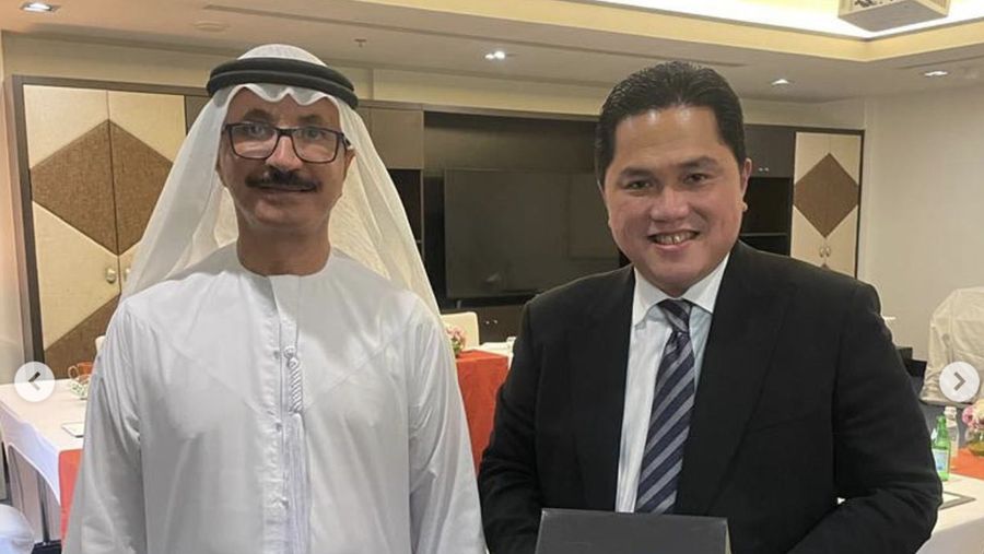 Erick Tohir berdiskusi dengan H.E Sultan Ahmed bin Sulayem, Chairman (Tangkapan layar Instagram @erickthohir)