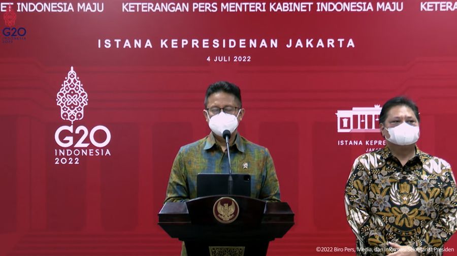 Menteri Kesehatan, Budi Gunadi Sadikin Memberikan Keterangan Pers Menteri Terkait Rapat Terbatas Evaluasi PPKM, Kantor Presiden, Senin (4/7/2022). (Tangkapan Layar via Youtube Sekretariat Presiden)