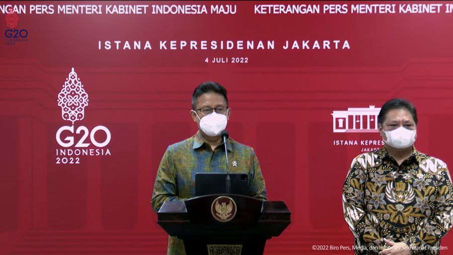 Menteri Kesehatan, Budi Gunadi Sadikin Memberikan Keterangan Pers Menteri Terkait Rapat Terbatas Evaluasi PPKM, Kantor Presiden, Senin (4/7/2022). (Tangkapan Layar via Youtube Sekretariat Presiden)