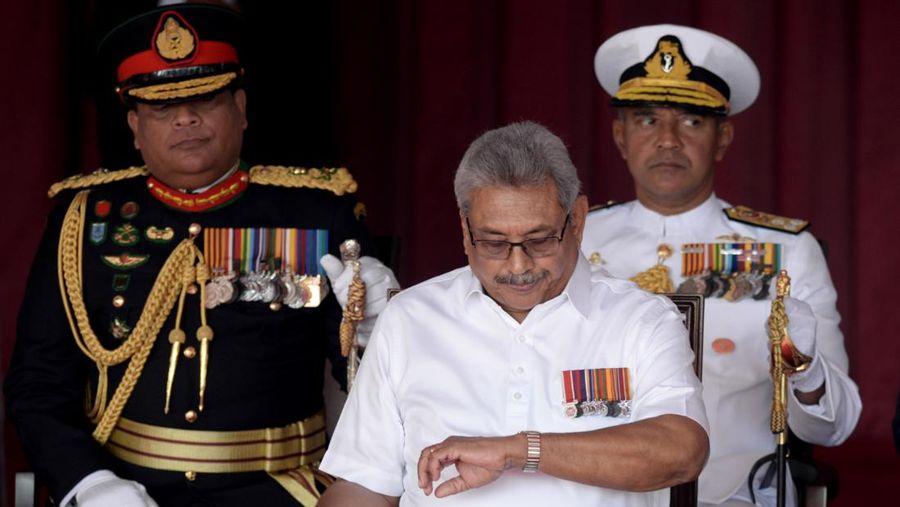 Sri Lankan President Gotabaya Rajapaksa attends  ceremonial inauguration  of fourth session of the Eighth Parliament at the Parliament complex, Colombo, Sri Lanka. Friday, 3 January  2020.

 (Photo by Tharaka Basnayaka/NurPhoto via Getty Images)
