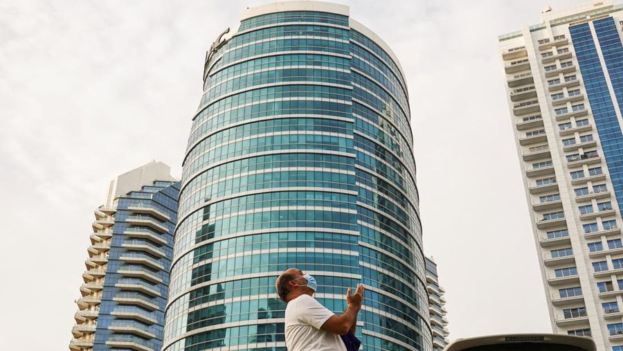A man prays during Eid al-Adha in Dubai, United Arab Emirates, July 9, 2022. REUTERS/Amr Alfiky