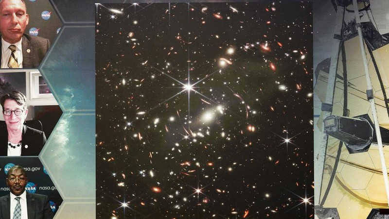 The first full-color image from NASA's James Webb Space Telescope, a revolutionary apparatus designed to peer through the cosmos to the dawn of the universe, shows the galaxy cluster SMACS 0723, known as Webb’s First Deep Field, in a composite made from images at different wavelengths  taken with a Near-Infrared Camera and released July 11, 2022.     NASA, ESA, CSA, STScI, Webb ERO Production Team/Handout via REUTERS THIS IMAGE HAS BEEN SUPPLIED BY A THIRD PARTY.     TPX IMAGES OF THE DAY